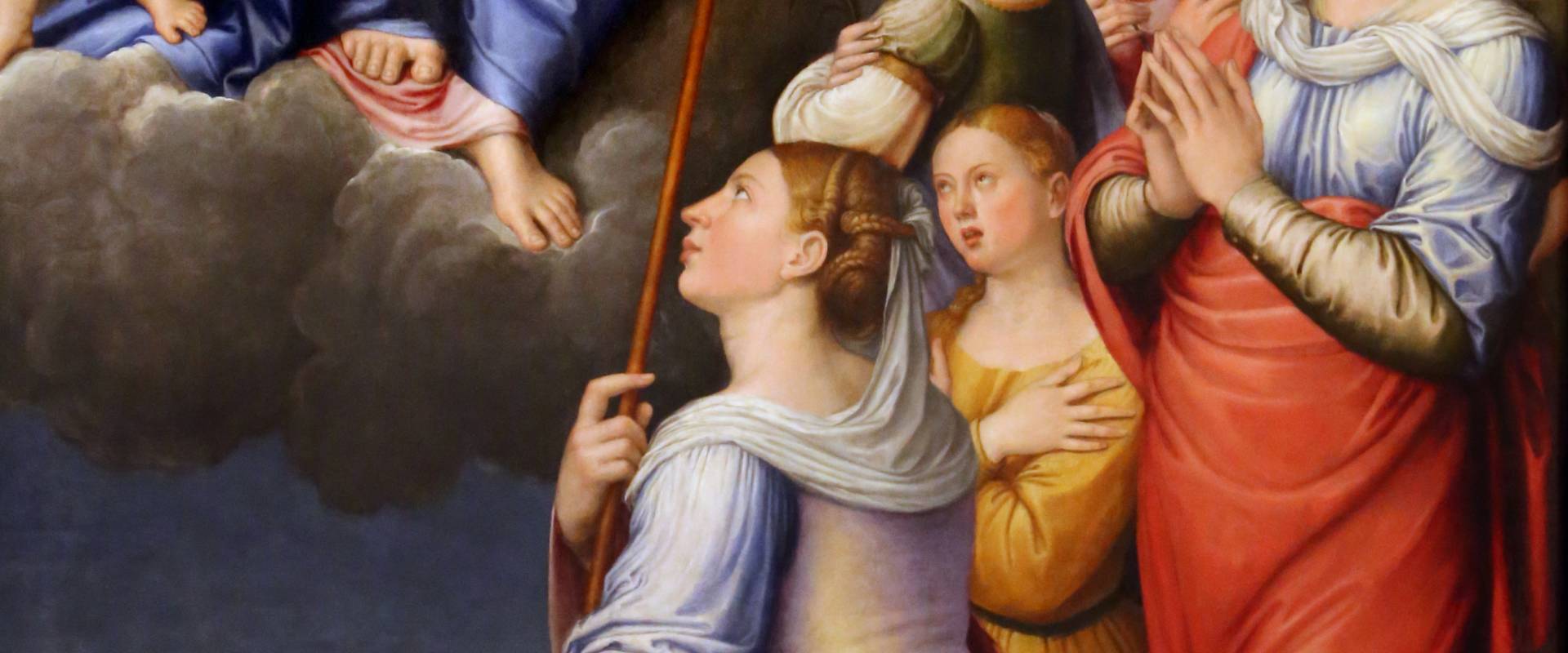 Luca longhi, madonna col bambino con s. caterina, s. orsola e le vergini, 1555, 04 foto di Sailko